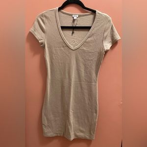 ☀️Light sand v-neck mini dress